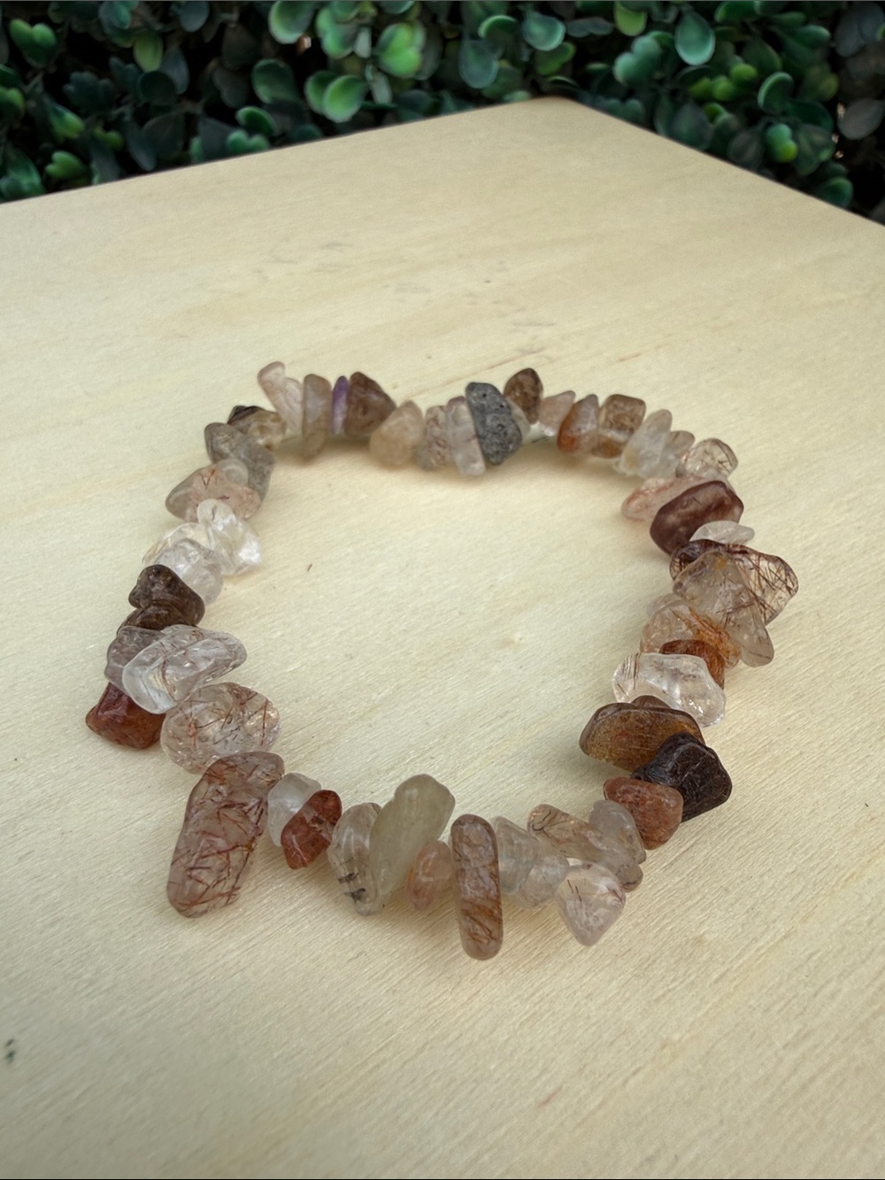 Natural Rutilated Quartz Chip Bracelet - Multitone Earth
